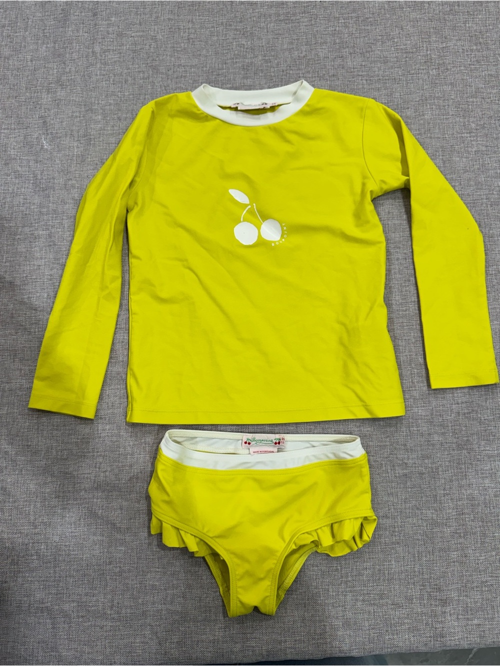 Bonpoint girls Yellow Long-Sleeve Kids Swim Rashguard Set